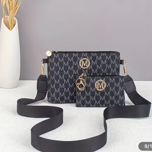 Monogram M Black Crossbody Bag Set - Stylish Everyday Carry
